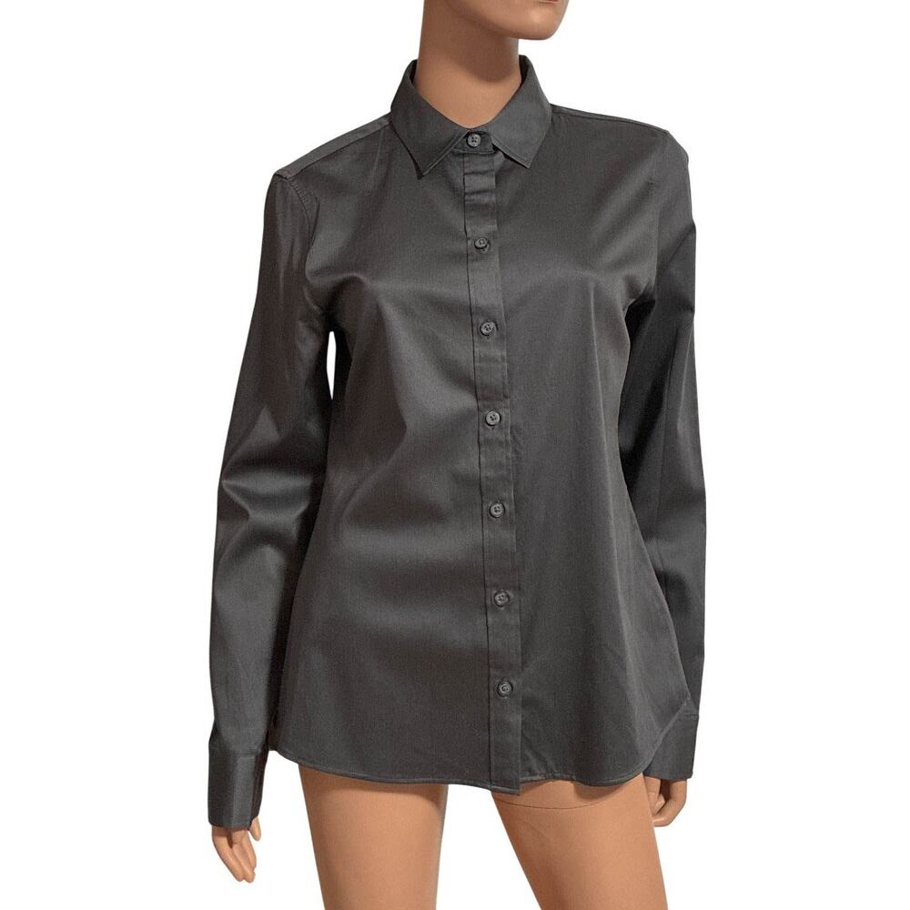 Banana Republic Dark Gray Cotton Blend Button-Down Shirt Blouse Women's Sz 10